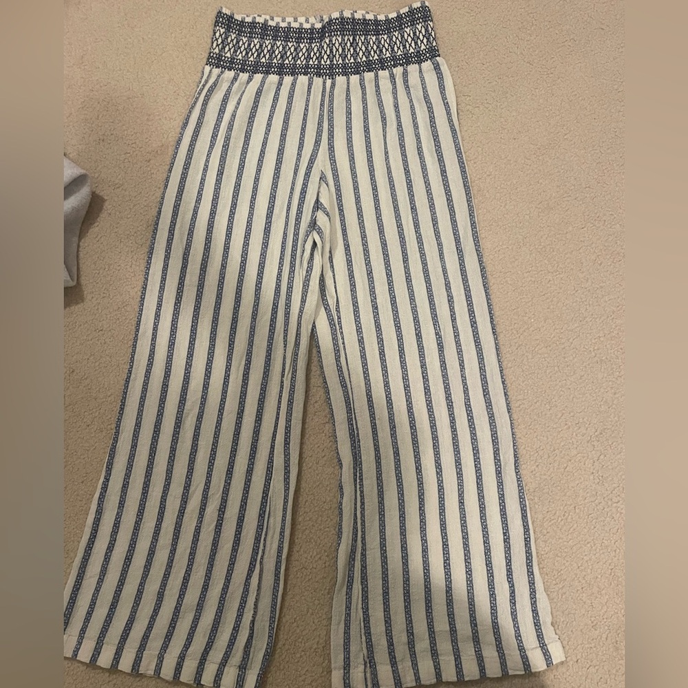 Indigo Rein White and Blue Striped Wide-Leg Pants